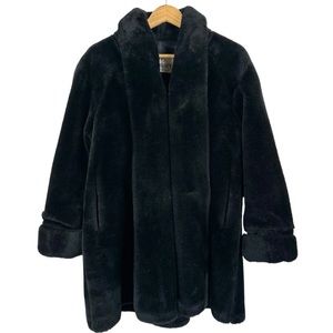 Vintage Monterey Fashions Faux Fur Coat Jacket Size Small in Black